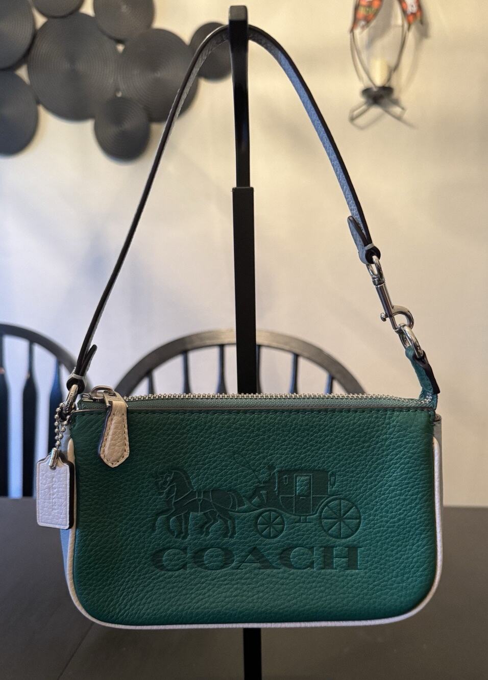 NWT Coach Nolita 19 Emerald Green / White/Blue Colorblock